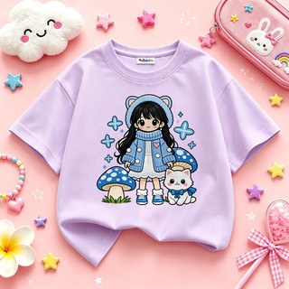 Áo thun dáng rộng tay lỡ bé gái  2026 áo phông Premium Cotton in hình cute dễ thương cho bé