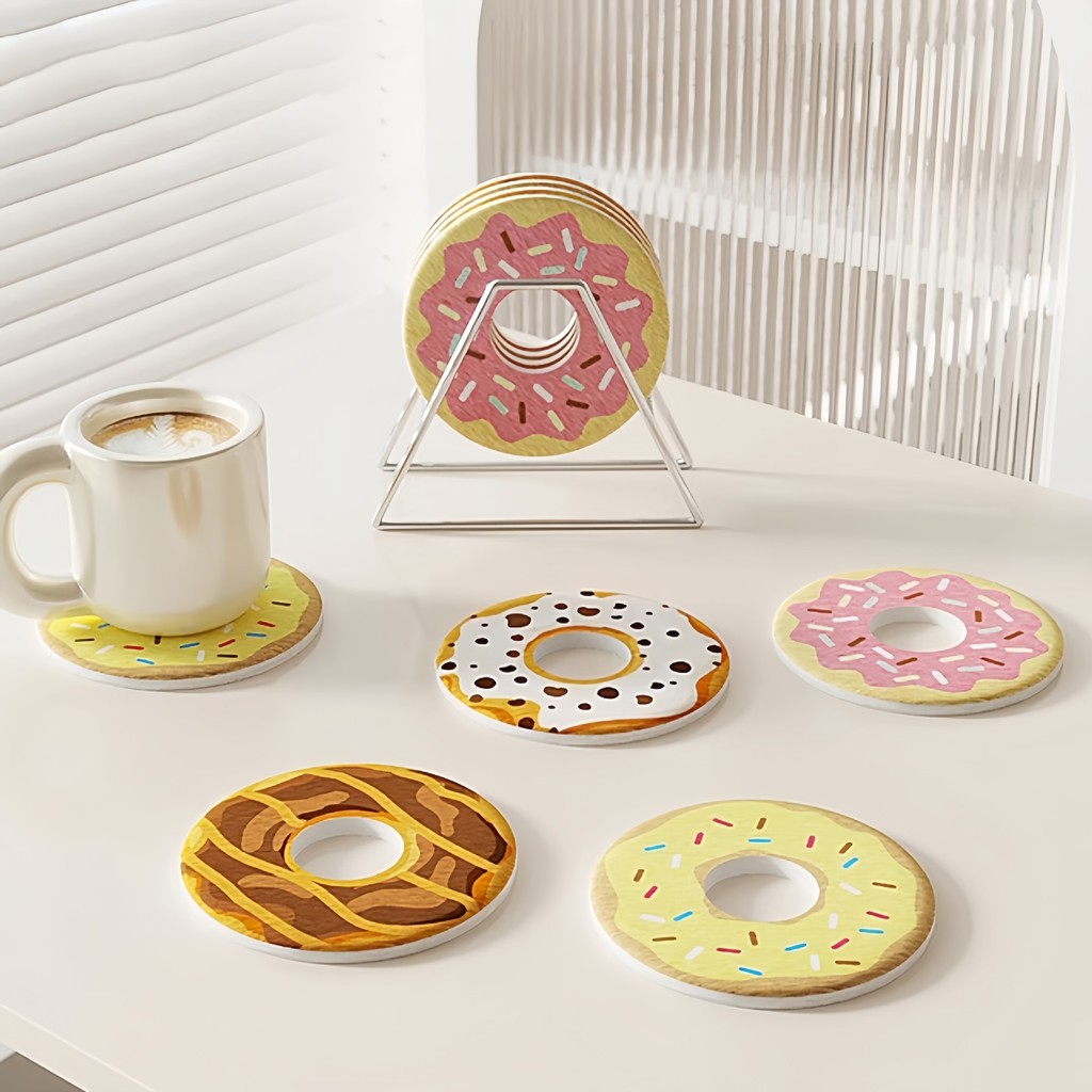 Đế lót ly donut diatomite thấm nước khô nhanh 10cm dày 9mm chống nóng lót cốc bàn trà cafe nước lạnh không ướt bàn