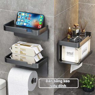 Giá treo cuộn giấy vệ sinh HomieTech, có ngăn giữ đồ, dán tường đựng đồ tiện dụng