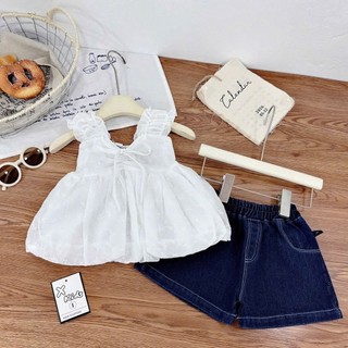 10-28kg Set áo bèo 2s bản to quần bò Xkids