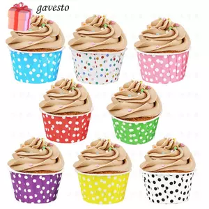 GAVESTO 100 CÁI Muffin Cup Dot Trang trí Máy nướng Pan Paper