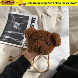 SUNKISSD Túi Đeo Vai Gấu Dễ Thương Nhồi Bông Bé Gái Động Vật Ba Lô