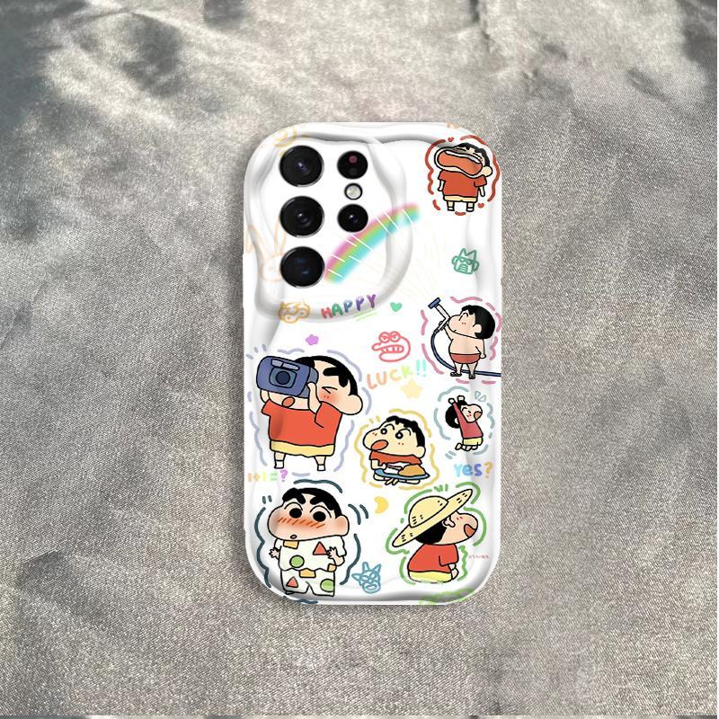 Thích Hợp Cho Samsung S20 S21 S22 S23 S24 S25 S26 + FE Plus Ultra 3D Bảo Vệ Mềm Crayon Shin-chan Vỏ Điện Thoại Chống Sốc