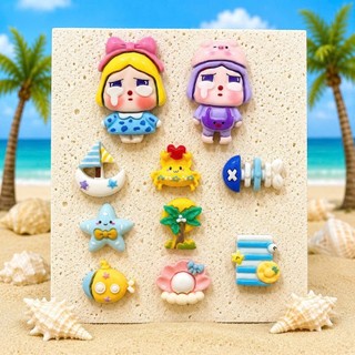 [ĐỘC QUYỀN]  Set Charm Crybaby Đi Biển Kawaii Gắn Trang Trí Dép Sục Handmade Resin Dễ Thương 🌊🐚✨