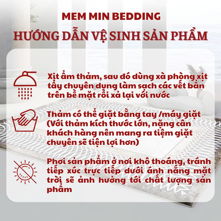 (TH117) Thảm chân lông cừu với họa tiết 3D đa dạng, mật độ lông dày và độ bền cao Memmin Carpet