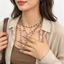 Vòng cổ mặt dây chuyền chữ thập Gothic cổ điển cho phong cách Y2K | Vòng cổ có thể điều chỉnh đính cườm bạc đen xếp chồng bốn lớp, dành cho bữa tiệc hàng ngày