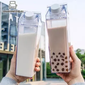 Nhíp 500 / 1000ML Thùng Sữa Bình Nước Sữa Vuông Cà Phê Nước Trà Sữa Trong Suốt Bảo Quản Sữa Cho Thể Thao Ngoài Trời Cắm Trại Tập Gym VN