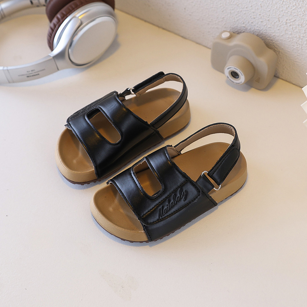 Bella Neman Giày sandal bé trai/gái da PU chữ đục, đế mềm êm chân, chống trượt mùa hè
