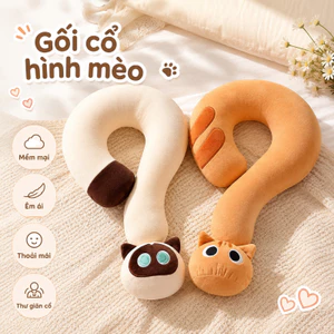 Gối Tựa Đầu Hình Dấu ?,Mũ Gối Cổ Hình Mèo Dễ Thương,ruột Bông êm ái,mềm Mại Thoải Mái