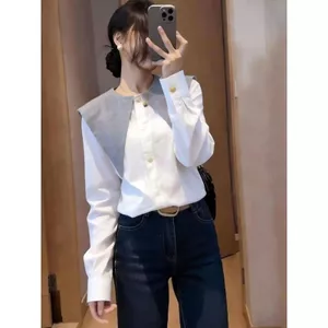 Thiết kế kiểu Pháp Niche Thời trang Tính khí độc đáo Đẹp đẹp Áo sơ mi dài tay