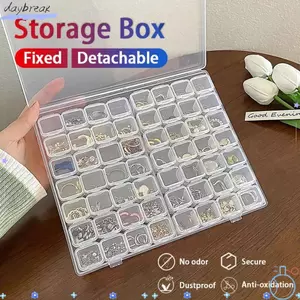 DAYBREAK Bộ sắp xếp có thể điều chỉnh, Hộp sắp xếp 56 lưới chống bụi, Bông tai để bàn lưu trữ dung tích lớn bằng nhựa trong suốt