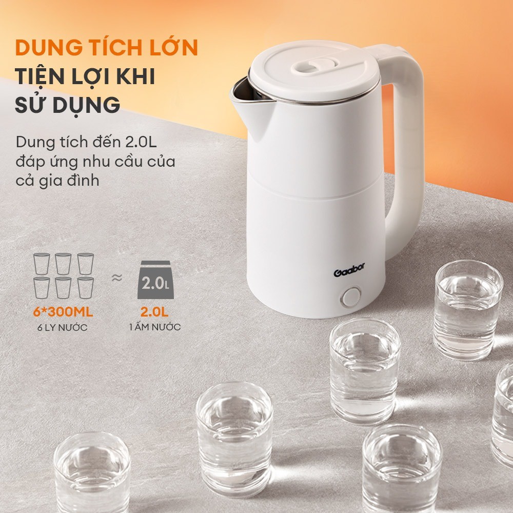 Ấm Đun Siêu Tốc Gaabor EK20M-WH02A 2L - Hàng Chính Hãng