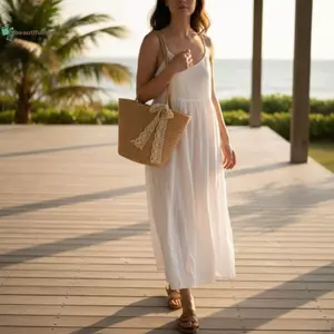 BeautifulHomeA Nữ Dệt Ống Hút Túi Tote Dung Tích Lớn Túi Đi Biển Mùa Hè Phong Cách Pháp Túi Xách Lý Tưởng Cho Kỳ Nghỉ Và Mua Sắm VN
