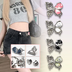 Quần Bướm Mới Kích Thước Vòng Eo Nút Quần Jean Liền Mạch Nút Điều Chỉnh Thắt Lưng