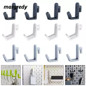MARGREDY 10 Cái Móc treo bảng lỗ, Móc treo xiên treo tường hình chữ J, Giá đựng dụng cụ phần cứng bền bỉ Giá đựng đồ sắp xếp Bộ khóa tiện ích Móc chốt