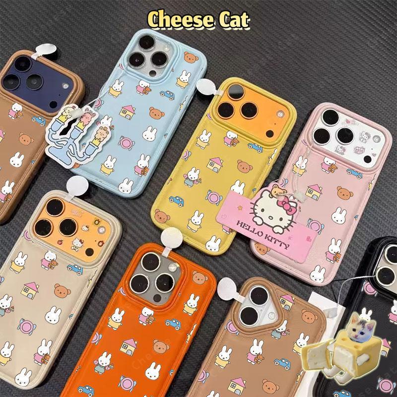 Thỏ Dễ Thương Ốp Lưng Điện Thoại iPhone 12 13 14 11 Pro 15 Plus 16 Pro Max Xs Max XR 7Plus 8Plus Hồng Da Điện Thoại
