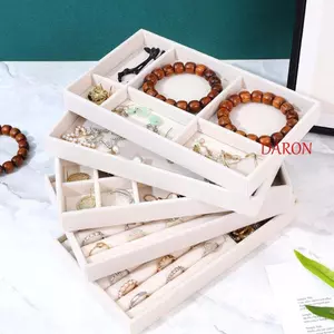 DARON Nhẫn Bông Tai Tổ Chức, Khay Trang Sức Nhung Bằng Gỗ Flannelette, Vòng Cổ Chắc Chắn Vòng Tay Đa Năng Trang Sức Trưng Bày Nhẫn