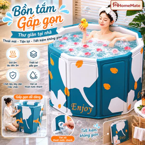 Bồn Tắm Gấp Gọn HomeMate Cho Người Lớn & Bé, Bể Bơi Mini Giữ Nhiệt 7 Lớp 150L Cao Cấp