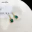 AqToCna 1 Cặp Pháp Vintage Xanh Trong Suốt Đá Quý Đơn Giản Treo Bông Tai Trang Sức Tinh Tế Thả Tòn Ten Cá Tính Thời Trang Bông Tai AqToCna