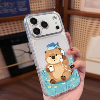 Rái cá đáng yêu đang gọi điện thoại ỐP đIệN ThoạI Cho IPhone 17 15 14 13 12 11 Promax, XR XS MAX 16PRO 16 Plus ốP Silico