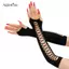 AqToCna Vintage Đảng Cosplay Lưới Co Giãn Găng Tay Hộp Đêm Nhảy Múa Nửa Ngón Vui Vẻ Fishnet Găng Tay Nữ Dài Lỗ Gãy Tay Tay AqToCna