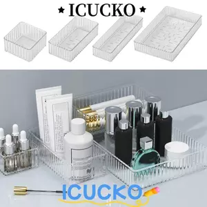 Dụng cụ sắp xếp ngăn kéo bàn ICUCKO, Hộp lưu trữ hình chữ nhật trong suốt, Dụng cụ trang điểm bằng nhựa không giới hạn đơn giản S / M / L / XL Văn phòng tại nhà