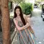 Áo Vest sọc màu tương phản phong cách Nhật Bản cổ điển dành cho nữ Thiết kế mùa hè Váy Dopamine bên bờ biển độc đáo