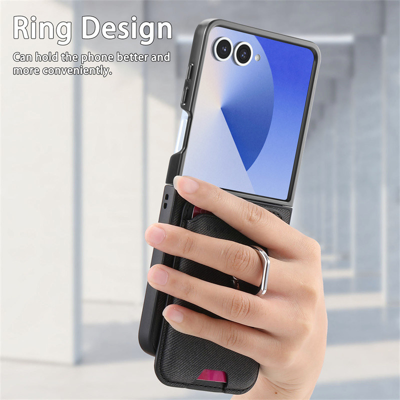 2 Trong 1 Thẻ Từ Tính Có Thể Tháo Rời Solt Ví Giá Đỡ Nhẫn Cao Bồi Dành Cho Samsung Galaxy Z Flip 7 6 5 4 3 5G Túi Bao