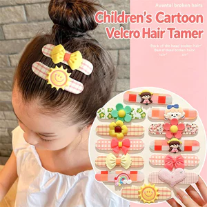 Mới 3 Chiếc Bé Gái Kẻ Sọc Hoạt Hình Velcro Tóc Tamper Tóc Gãy