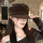 Nhíp Retro Da Lộn Mũ Nồi Cho Nữ Flat Top Newsboy Mũ Thu Đông Briti Sle Thường Ngày Có Thể Gập Lại Mũ Ấm VN