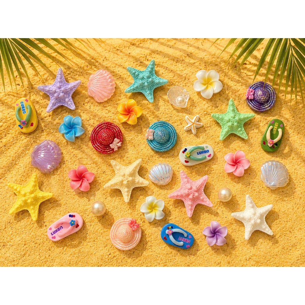 [ĐỘC QUYỀN] Set Charm Biển Nhiệt Đới Sao Biển Vỏ Sò Hoa Sứ Dép DIY Resin Pastel Cute Summer Beach 🌴🐚⭐