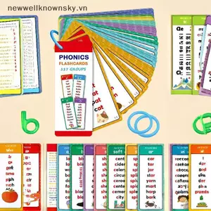MỚI 60 Tờ Dụng Cụ Giảng Dạy Giáo Viên Montessori Phonics Từ Danh Sách Thẻ Tiếng Anh Từ Vựng Xây Dựng Học Flashcards SKY