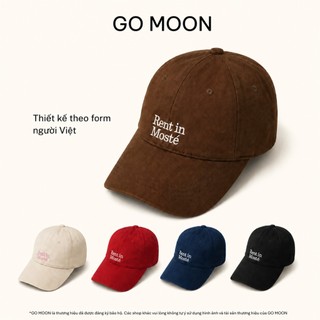 Mũ lưỡi trai nam nữ form mềm Go Moon House thêu chữ Rent in moste kiểu hàn nón kết kaki cotton thoáng mát form chuẩn