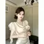 Áo sơ mi cổ gió Pure Desire Mùa hè 2026 Phong cách mới Xù Áo sơ mi voan ruy băng tay bay nhỏ phù hợp