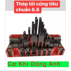 Bộ gá kẹp 58 chi tiết m16,m14,m12 cho bàn gá rãnh bàn phay,đường kính,hàng tôi cứng tiêu chuẩn 8.8