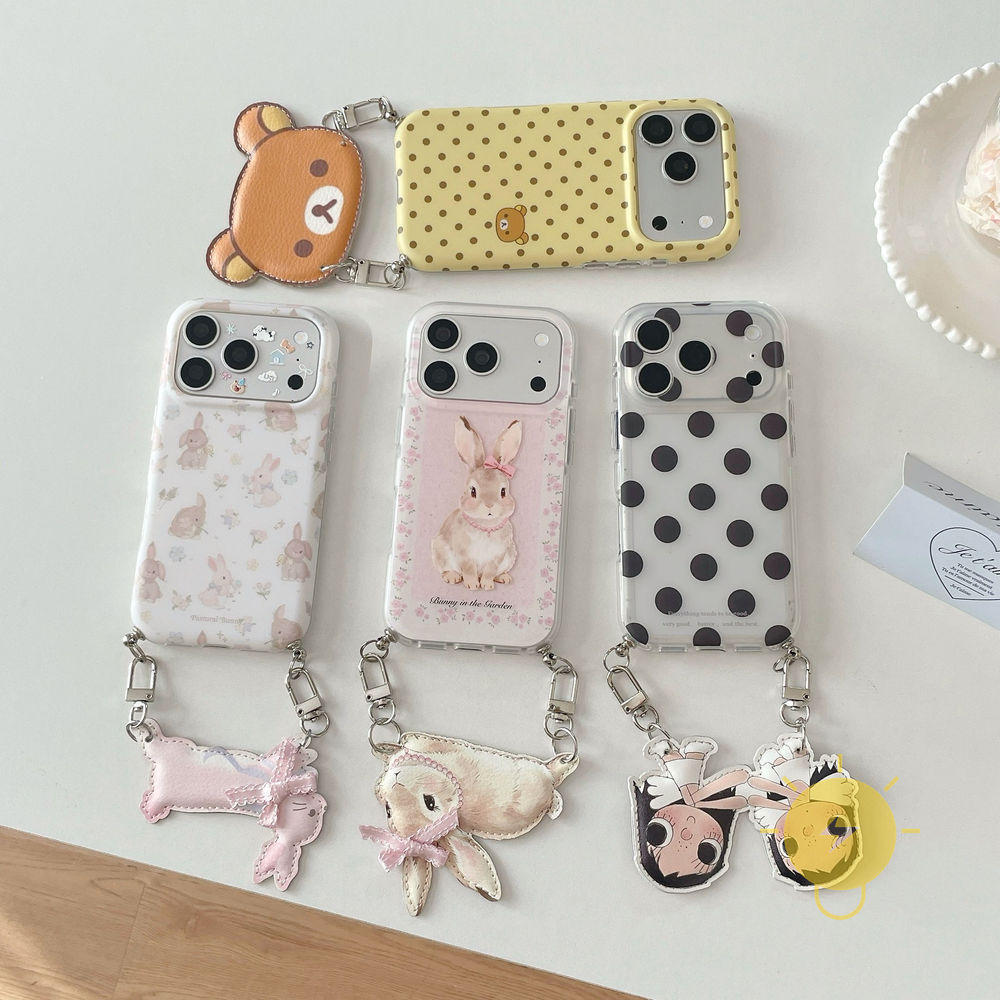 Phone Case For iPhone 17 Pro Max 16 15 TPU Cartoon Pendant Aesthetic Korean Cute