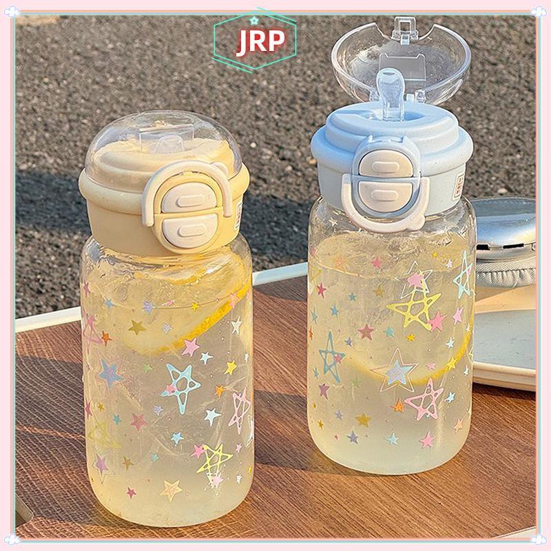 JRP Bình Nước Dễ Thương Có Ống Hút Nhựa Di Động Bật Lên Nắp Cốc Nước Cho Trẻ Em Kawaii Chai Nước Chống Rò Rỉ Bình Uống Dễ Thương JRP