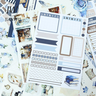 JIANWU Vintage Đọc Sách Biên Giới Nhãn Hoa Phong Cảnh Chất Liệu Cắt Kéo Thêu Sticker Sách Sáng Tạo Tạp Chí tationery
