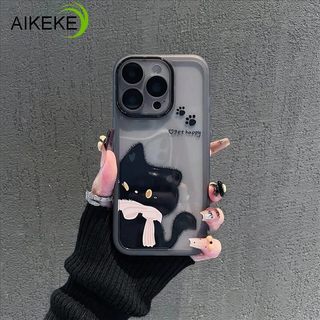 Ốp Điện Thoại Mèo Đen Dễ Thương Có Ống Kính Kính Cho Xiaomi 15T 14T 13T Pro 14 Civi 13 Pro 12T 12 12X 12S 12 Lite 11T Pro 11i 2022 Civi 4 Pro 2 Vỏ Hoạt Hình Trong Suốt