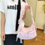 SQ11 Túi đeo dưới cánh tay thông thường kẻ sọc đơn giản Hello Kitty canvas nhẹ đi lại túi nách