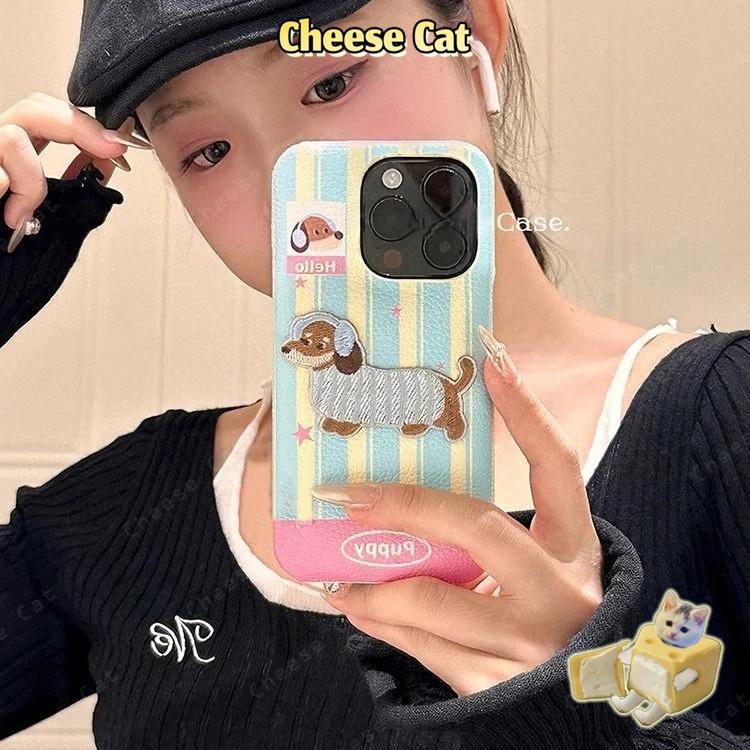 Ốp lưng chó dachshund thêu họa tiết iPhone cho iPhone 14 13 15 11 12 16 17 Pro Max Plus 17 Air Xs Max XR