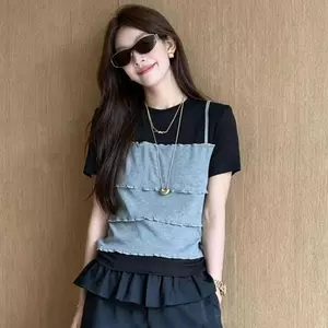 Sling hai mảnh giả phong cách Hàn Quốc Slimer Look All-Match Stitch