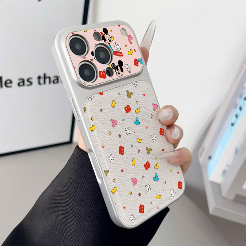 Ốp lưng iPhone Họa tiết da mạ họa tiết Mickey iPhone 17 16 15 14 13 12 11 Pro Max Plus Max