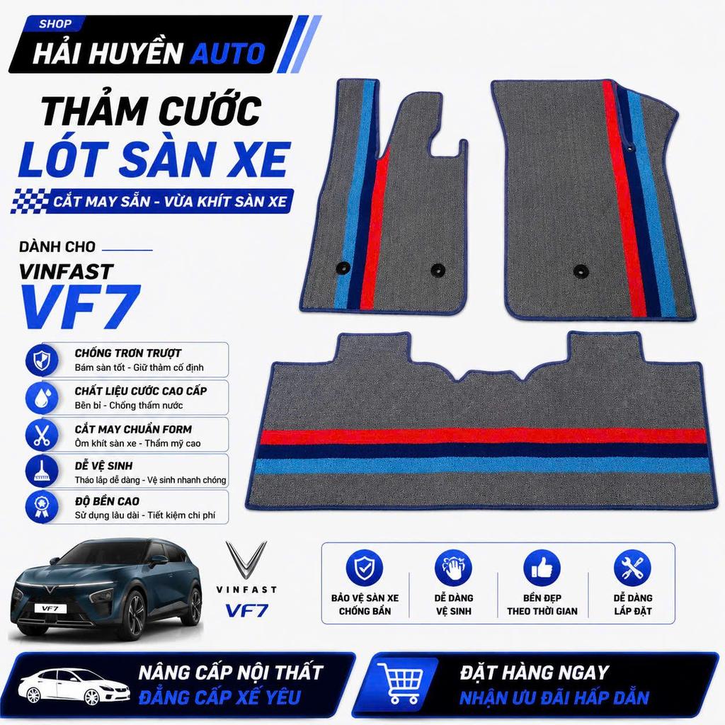 {Vinfast VF7} Thảm lót sàn xe Vinfast VF7 cắt may sẵn chuẩn theo form nguyên zin hỗ trợ bấm khuy ghế lái và ghế phụ