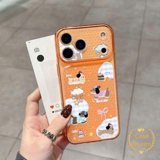 Tương thích cho iPhone 15 17 16 13 14 11 12 Pro Max 14 Plus Full Màn Hình Chấm Bi Hoạt Hình Chó Corning Case