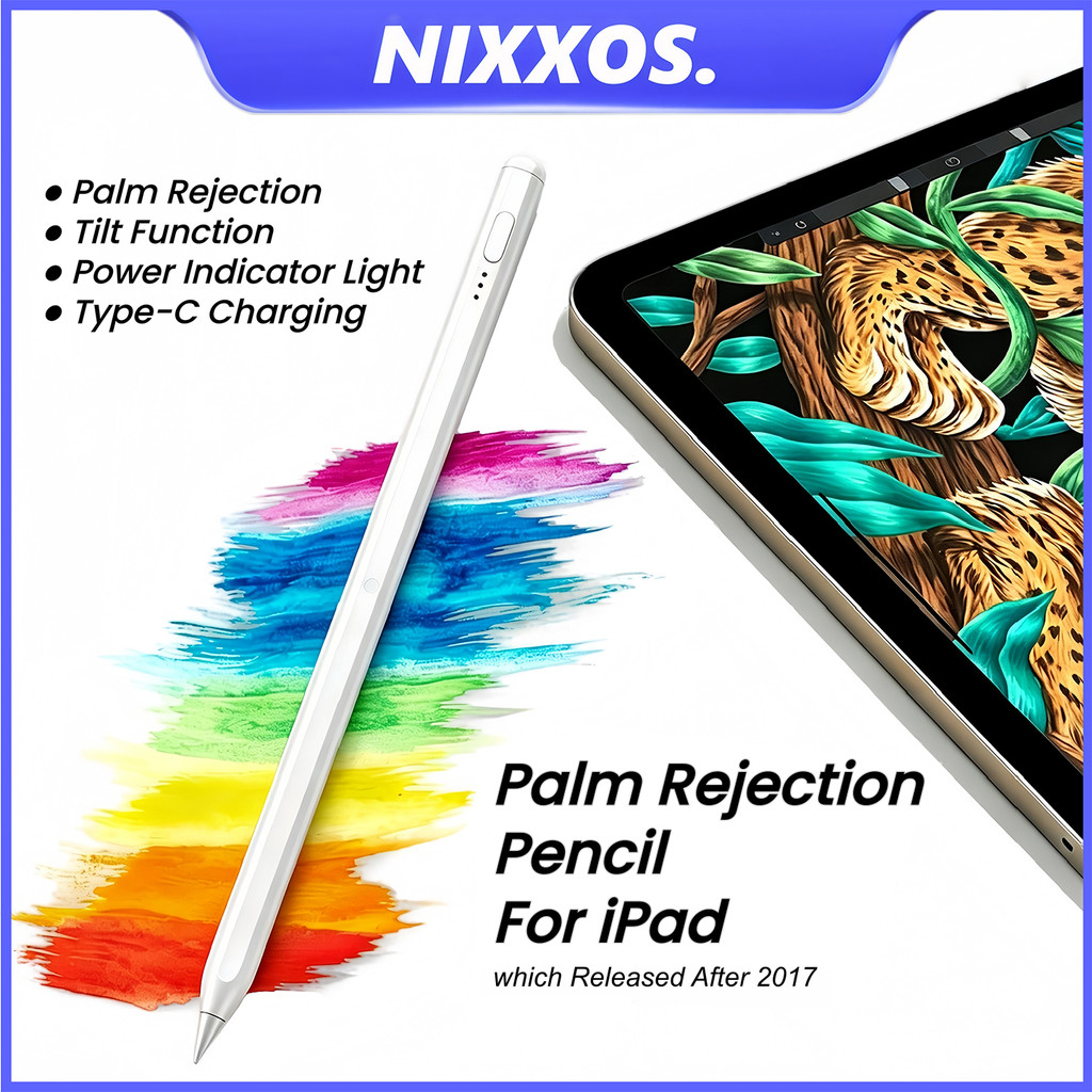 NIXXOS Dành Cho iPad Stylus Pencil Có Chức Năng Nghiêng Lòng Bàn Tay Cho iPad A16 11th / 10th (11 ") / Air M2 / M3 / M4 / Air4 / 5 / Pro 11" / Pro 13 "/ iPad 9th 8th 7th 6th (10.2") / Mini A17 Pro 6th 5th