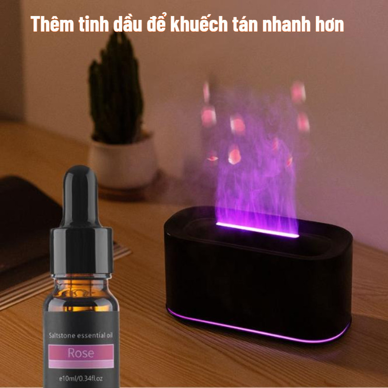 Máy xông tinh dầu ngọn lửa 7 màu - Tạo không khí lãng mạn, phun sương êm, đèn ngủ, quà tặng để bàn