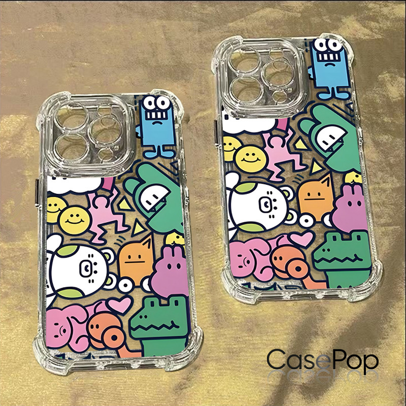 Họa tiết ghép hình nhân vật hoạt hình dễ thương cho iPhone 17/16 Pro (Max/15/14/13/12/11)