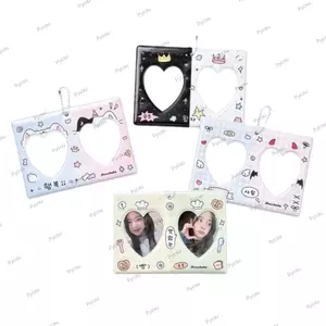 Giá đỡ Photocard PYCOU Kpop, Khung ảnh thần tượng trái tim 3 Inch, Giá đỡ thẻ hiển thị hình ảnh bằng lưới đôi PVC CP