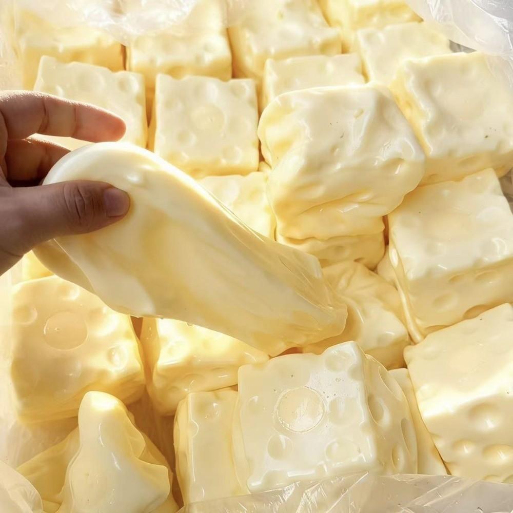CATIYAHA Jumbo Cheese Cube Quả bóng căng thẳng, Đồ chơi kẹp phô mai chống căng thẳng chống căng thẳng, Nhào có thể định hình Họa tiết mực Phô mai Bóp đồ chơi thần tài Quà tặng sinh nhật